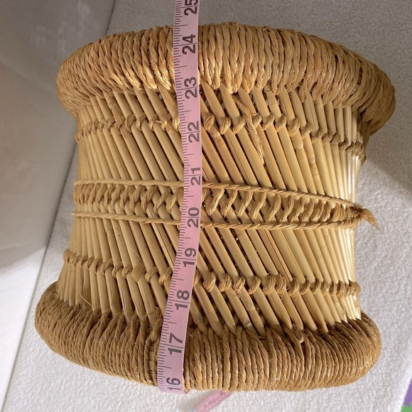 Vintage Bamboo & Jute Woven Planter Basket - Picture 7 of 15